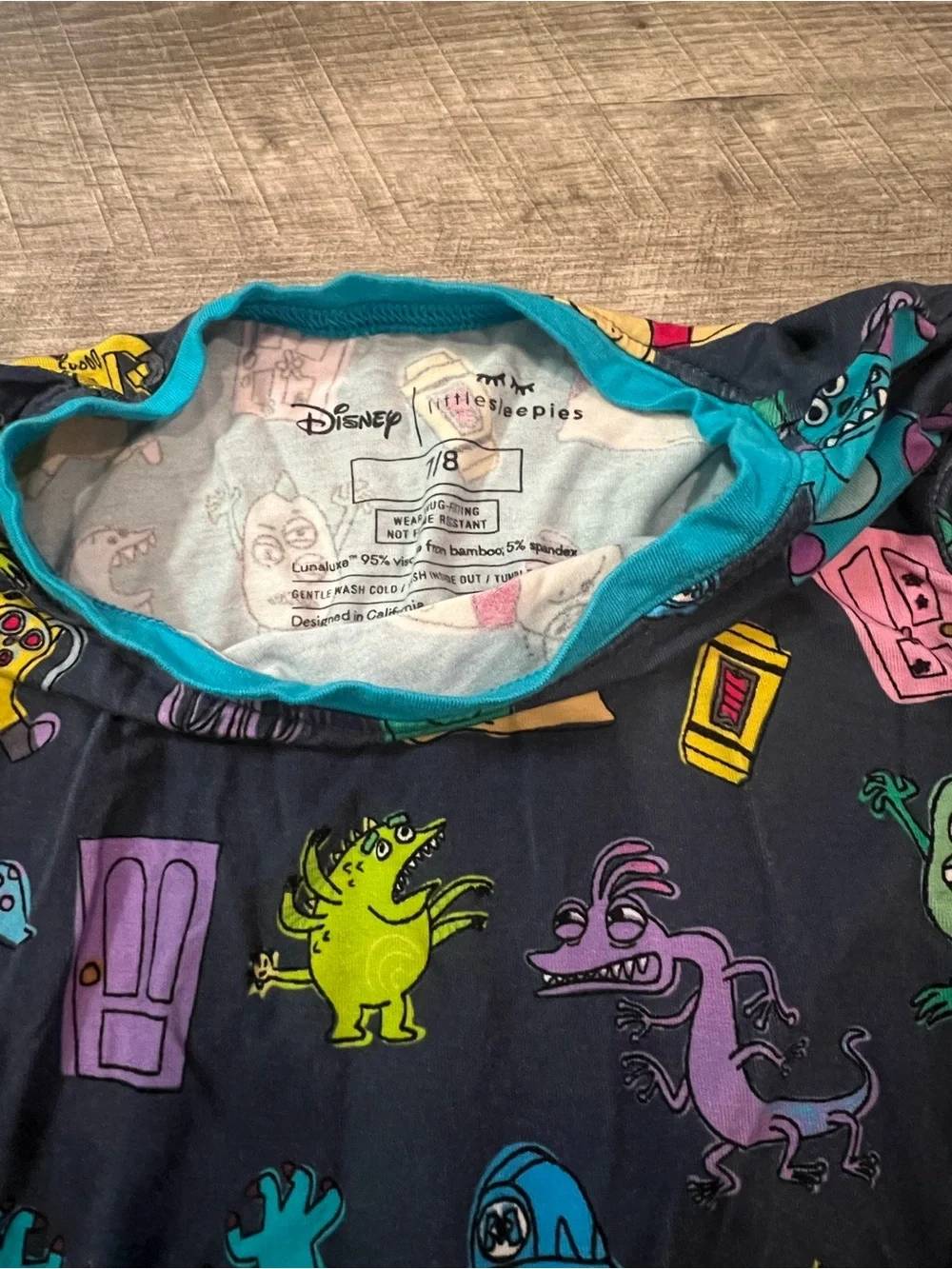 Little Sleepies Disney Monsters Inc Pajama Set Size 7/8 EUC